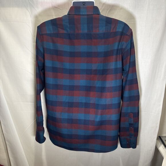 UNTUCKit Button Up Long Sleeve Flannel Plaid Shirt Red Blue Men’s L  Ski Cabin - Picture 6 of 16